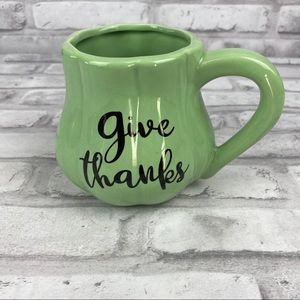 Give Thanks Green Pumpkin Shape Mug